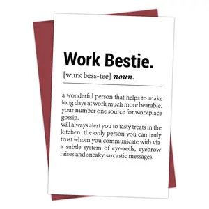 1pc Funny Work Bestie Definition Greeting Card with Envelope, Birthday Card for Colleague, Humor Leaving Card, Going Away Card for Work Friends, Congratulations Card for Coworker, Friendship Celebration Card