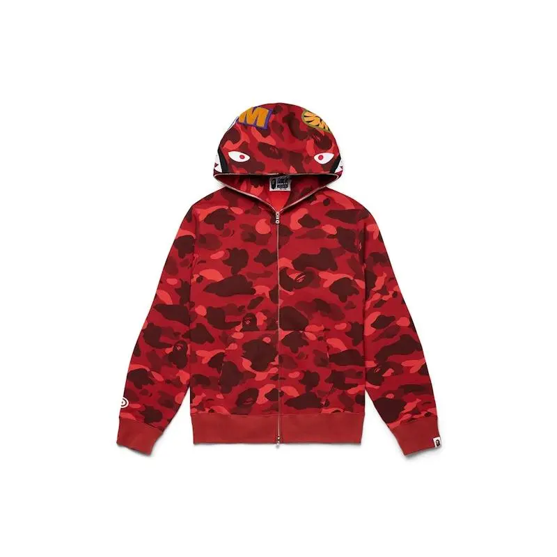 BAPE Men's Color Camo Shark Full Zip Hoodie Red, from StockX