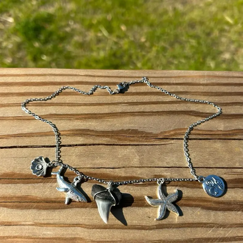 Shark tooth charm necklace