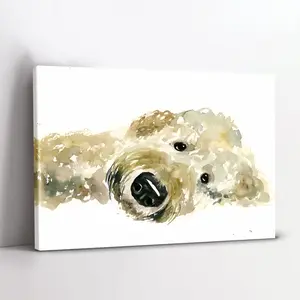 2D canvas art, 2D canvas art, 2D single-piece vintage wooden framed canvas artwork - Vintage print of a sleeping Labrador dog - 15.7X 11.8inch - Perfect wall decoration for the bedroom - Animal-themed canvas art - A great idea for a holiday gift