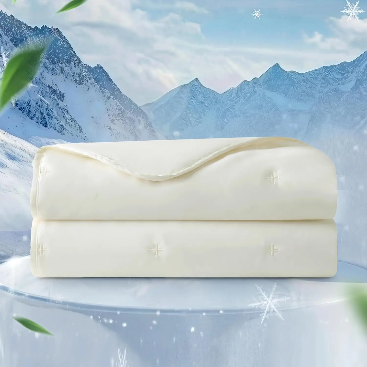 Cooling Comforter with  Tencel(TM) Lyocell, Cooling Blanket for Hot Sleepers, Night Sweats, Soft & Breathable Lightweight Summer Blanket, Q-Max 0.45, , Cream White