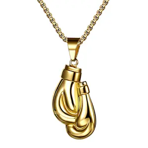 OIDEA Boxing Necklace for Men - Punk Gothic Boxing Glove Pendant Stainless Steel Boxing Chain, Boxing Jewelry for Him
