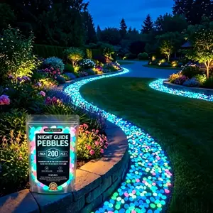 200/400/600/1000PCS Solar Powered Stones Waterproof Decorative Glowing Stones Night Glow Pebbles Garden Pebbles For Walkway Outdoor