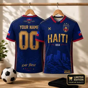 Haiti Custom Heritage Jersey Independence Day Soccer Shirt Personalized Haitian Flag Football Tee Patriotic Team Fan Apparel World Cup 2026 Game Day Outfit Soccer Lover Gift