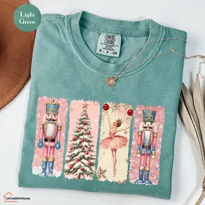 Comfort Colors Nutcracker Christmas Shirt, Women's Holiday Graphic Tees, Watercolor Holiday Shirt, Holiday Party Gift, Festive Christmas Shirt