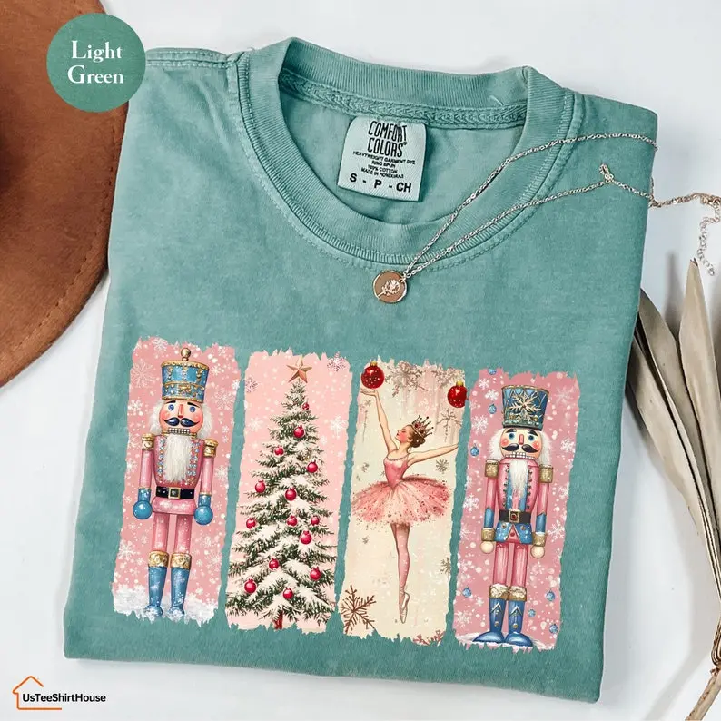 Comfort Colors Nutcracker Christmas Shirt, Women's Holiday Graphic Tees, Watercolor Holiday Shirt, Holiday Party Gift, Festive Christmas Shirt
