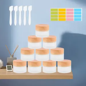 10 Pieces Creams Refillable Empty Cans, Cream Container Portable for Cosmetics Creams Lotions, with Spatula and Label Sticker