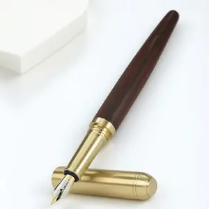 Vintage Bronze Wood Pen | 0.5mm Fine Nib Luxury Fountain Pen for Professional Writing, Calligraphy Practice & Office Use. Elegant Stationery Gift for Collectors, Business Professionals & Pen Enthusiasts.
