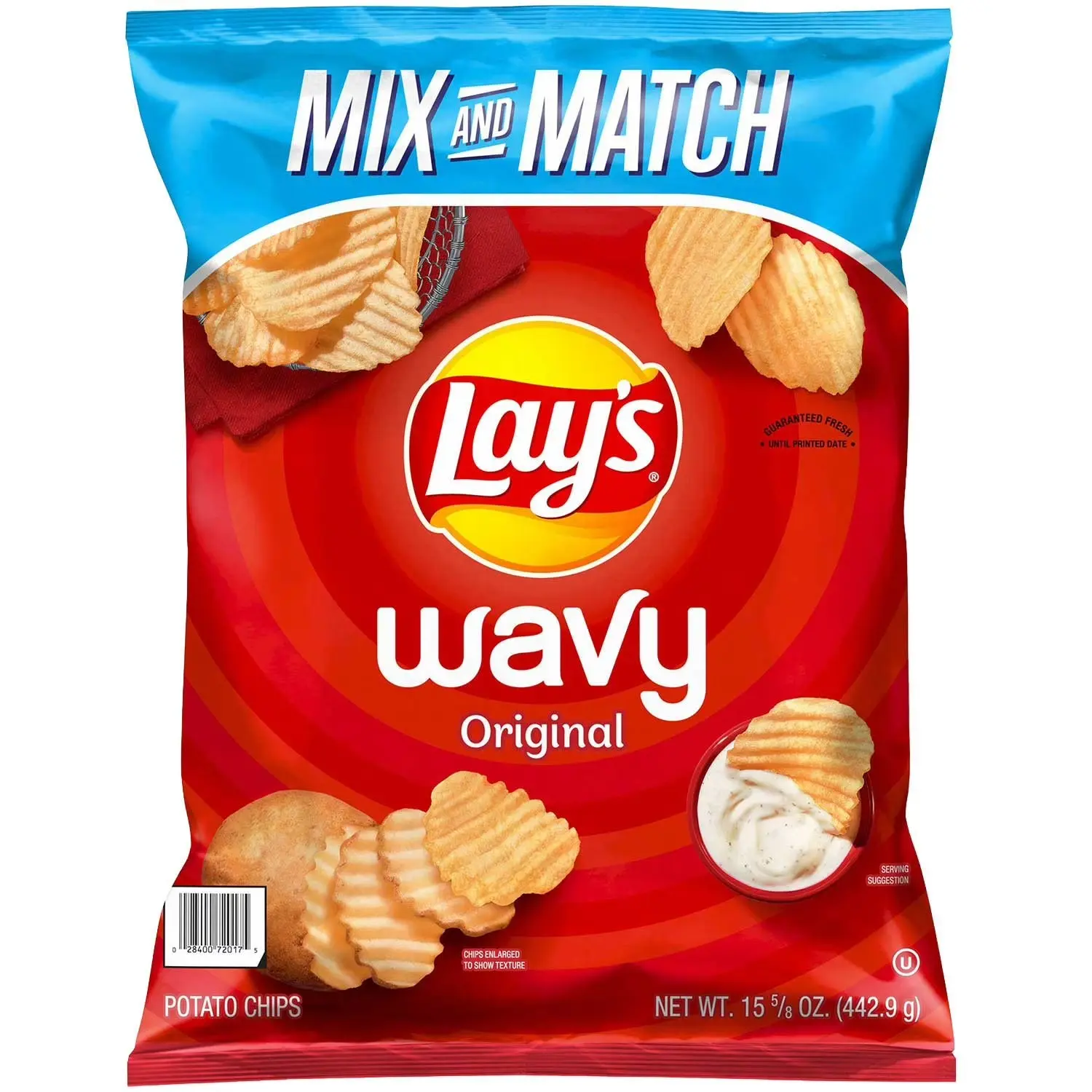 Lay's Wavy Original Salted Corn & Vegetable Fried Potato Chips - Crispy, Savory Flavor Ambient Snack, 15.625 oz