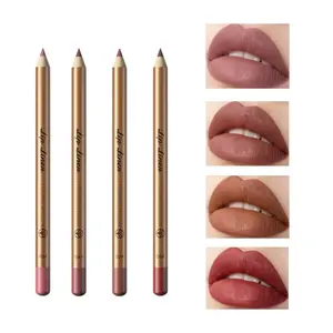 Young Vision Lip Liner Stick Set, Matte Lip Liner, 4-Piece High-Quality Wood Texture, Natural Color, Long-Lasting, Suitable for All Occasions