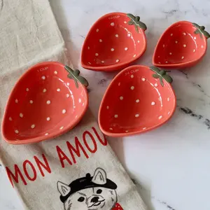 Strawberry Fields Hand Painted Stoneware Measuring Cups