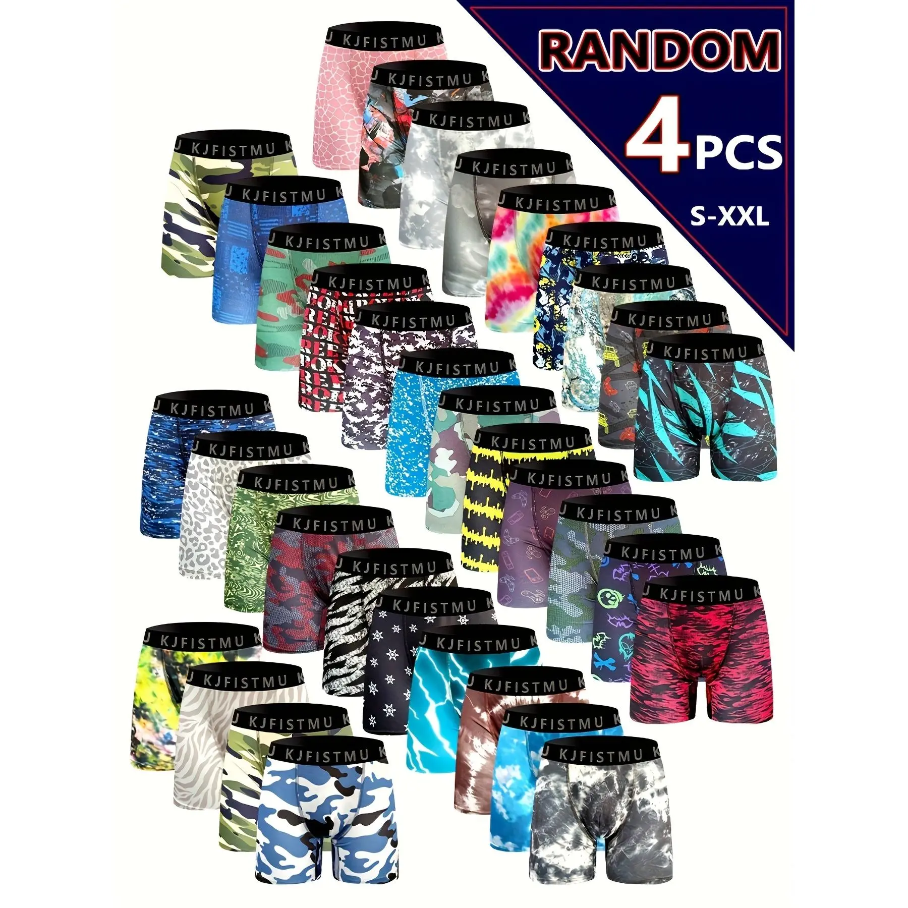 Four pairs of men's ， Mixed Color Made of super-elastic fabric, allowing for freedom of movement, with a soft and smooth feel for all-day comfort. Suitable for casual wear, comfortable underwear, fun design, playful patterns, br Menswear Socks spor