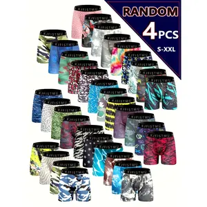 Four pairs of men's ， Mixed Color Made of super-elastic fabric, allowing for freedom of movement, with a soft and smooth feel for all-day comfort. Suitable for casual wear, comfortable underwear, fun design, playful patterns, br Menswear Socks spor