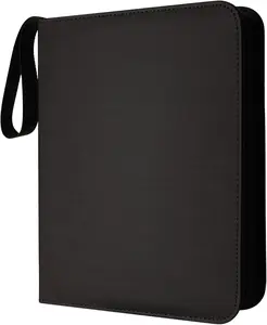 4 Pocket Toploader Trading Card Binder Album, Portable Card Holder Book for Sports, Gaming & Trading Cards, 144 Pockets, Black