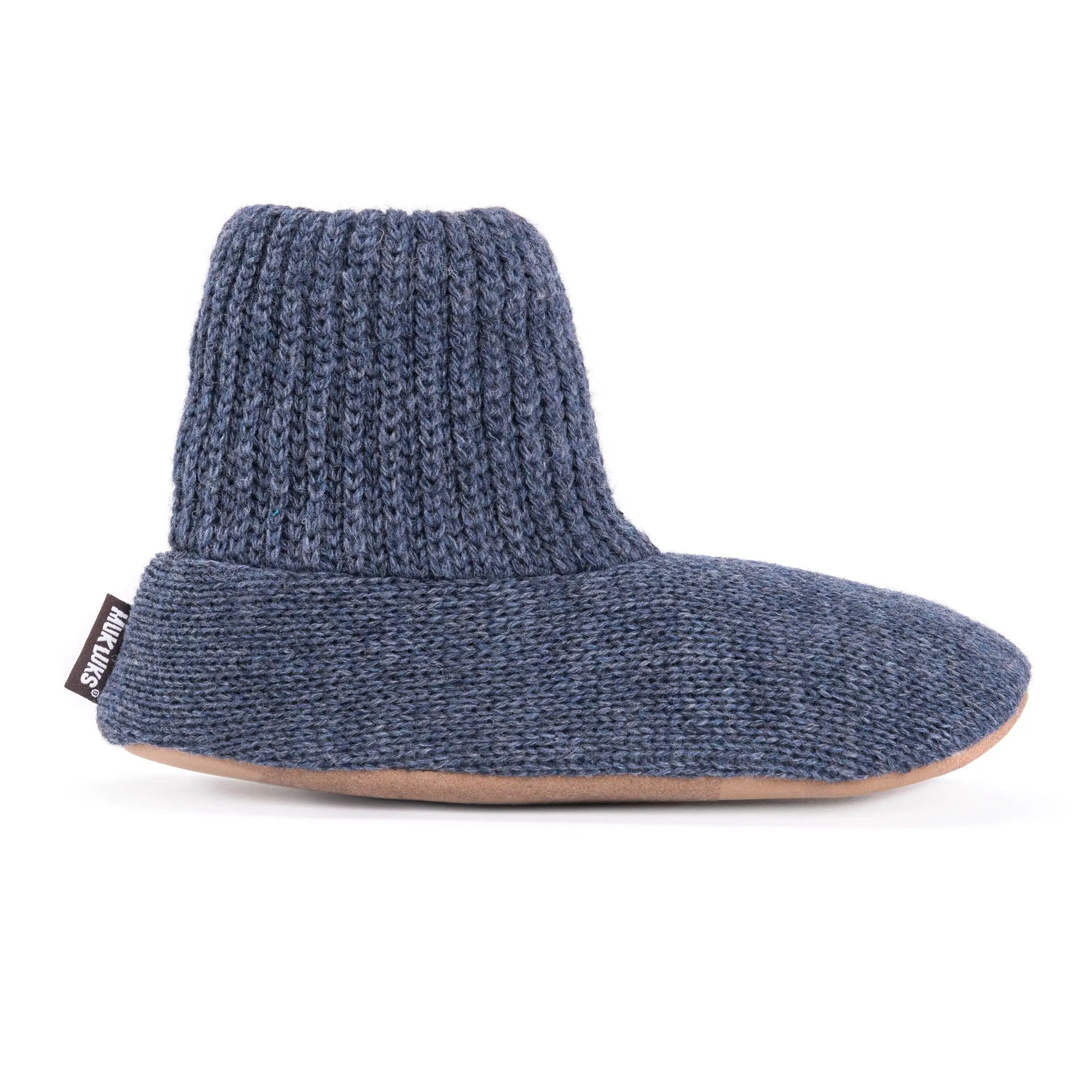 Muk Luks Men's Morty Slipper Socks, Casual Pull-On Style in a Stretchy Ragg Wool Knit with Warm Faux Sherpa Lining and Cushioned Foam Sole, Fabric, Nylon, Menswear, Natural Ragg Wool, Polyester, Spot Clean, Polyurethane, Pull-On Slip, Cold Weather, Male S