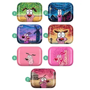Courage the Cowardly Dog Neon Storm Psycho Art AirPods Case, The Nostalgia 90s/2000s Cartoon Cover for AirPods 4/3/2/1 & Airpods Pro 3/2/1, Funny Dog Airpod Case, Cute Gift for Women & Girls, Starry Night Van Gogh Aesthetic