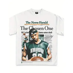 For basketball enthusiasts 2002 'The Chosen One' graphic T-shirt summer top, back-to-school clothing, men's graphic T-shirt, formal fit street fashion graphic round neck sports shirt party home daily wear short sleeve T-shirt