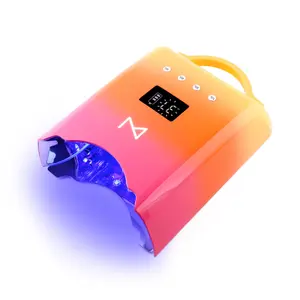 M - NEO Cordless & Rechargeable Nail Curing Lamp 78W with 4 LCD Time Display Timer, Auto Sensor, and Spacious Interior for All Hand Sizes and Nail Lengths (Gradient Pink Gold)