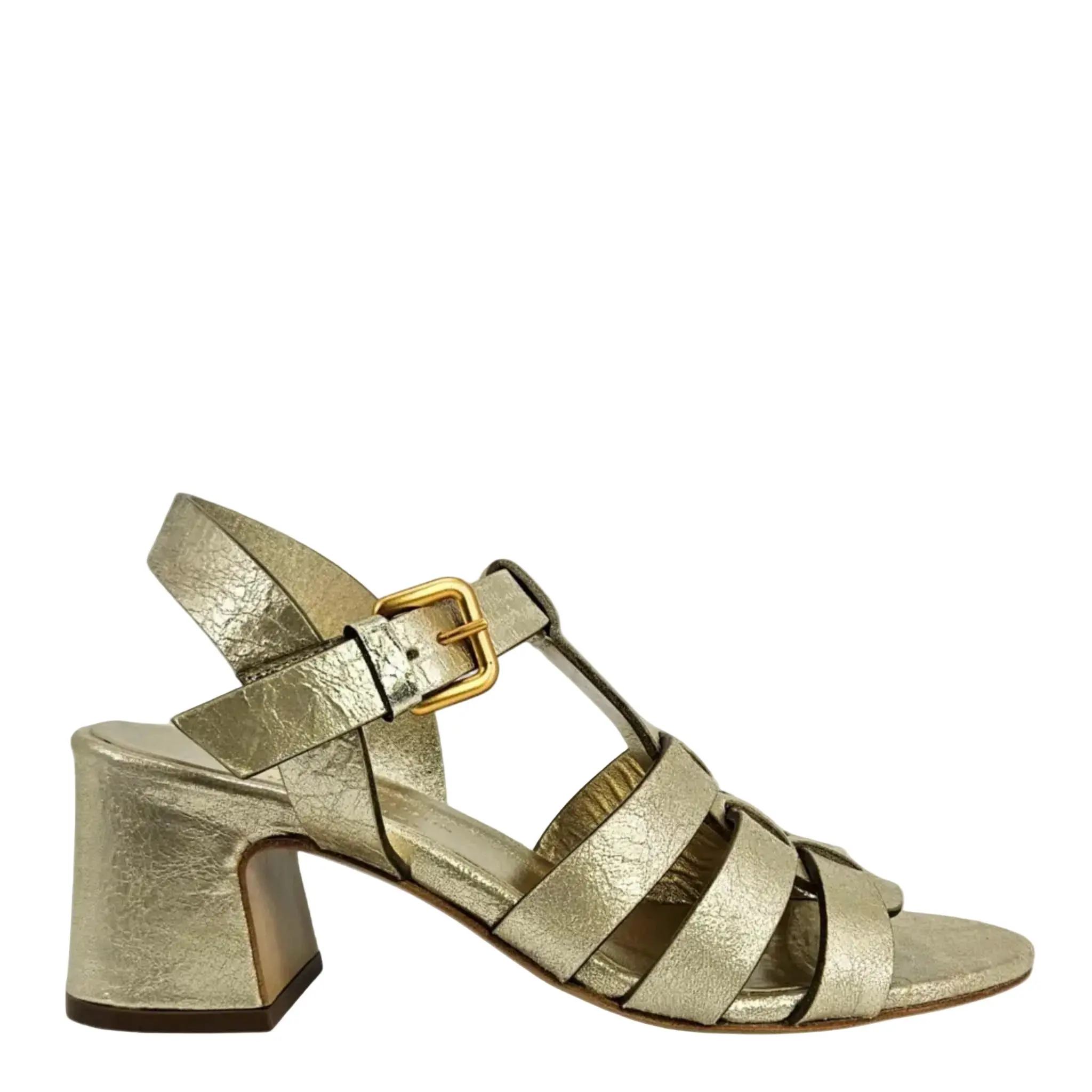 Gold Metallic Leather Gladiator Heel Sandal