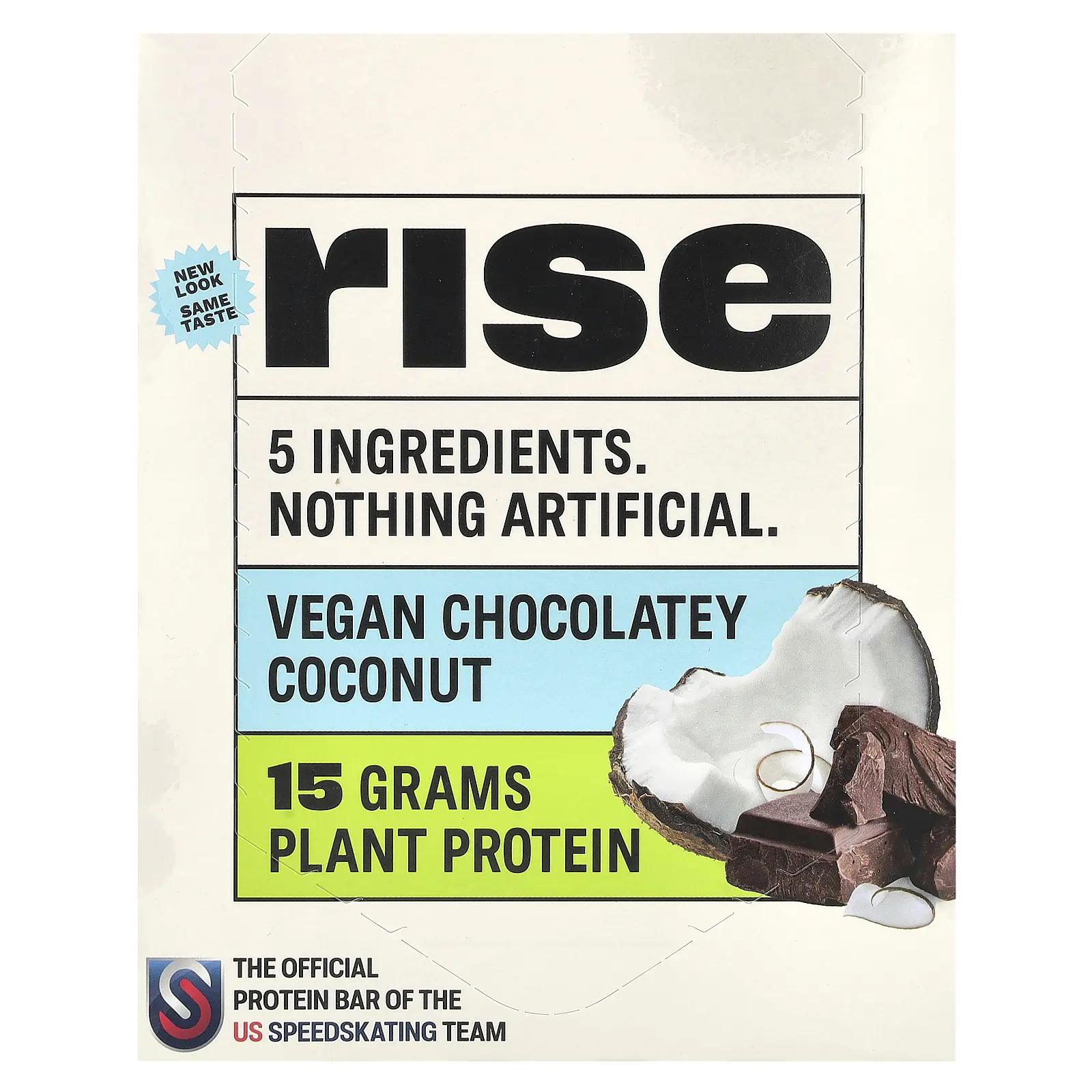 Rise Bar Protein Bar, Vegan Chocolatey Coconut, 12 Bars, 2.1 oz (60 g) Each