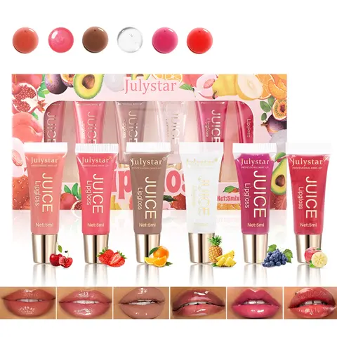 6pcs Natural Long Lasting Moisturizing Mirror Lip Oil Fruity Juicy Lip Gloss Portable Liquid Lip Gloss Lip Glaze Daily Natural Lip Makeup Waterproof Nourishing Care Lip Gloss Moisturizing Lightweight Makeup Essentials