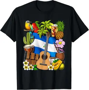 100%25 Cotton Unisex Nicaragua Flag Nicaraguan Roots Nicaragua Heritage T-Shirt