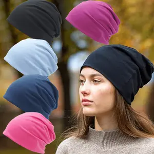 [5-Pack Slouchy Beanie] 5-Pack Breathable Polyester Unisex Slouchy Beanie Hats | Stretchy Knit Headwear for All Seasons, Festive Holiday Theme, Chemo Cap, Hand Wash Only