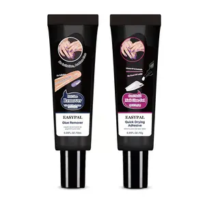 Newly Upgraded Quick Drying 10g Semi Solid Nail Glue with 10ml Remover for Press On Nails Tips No Need for UV Lamp Long Lasting Fake Acrylic Nails Kit Glue Gel tiktokshopspringglowup Easy To Apply Beauty Simplified