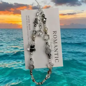 Fashionable, simple and personalized mobile phone chain hanging rope, spicy girl pendant bag, headphones, camera, cdd, acrylic bead hanging rope hanging decoration, mobile phone chain, Phone Charm