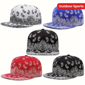 Hip-Hop Paisley Print Snapback Cap - Lightweight, Adjustable, Paisley Pattern Baseball Cap, White, Blue, Black, Red, Suitable for Outdoor Sports and Sun Protection