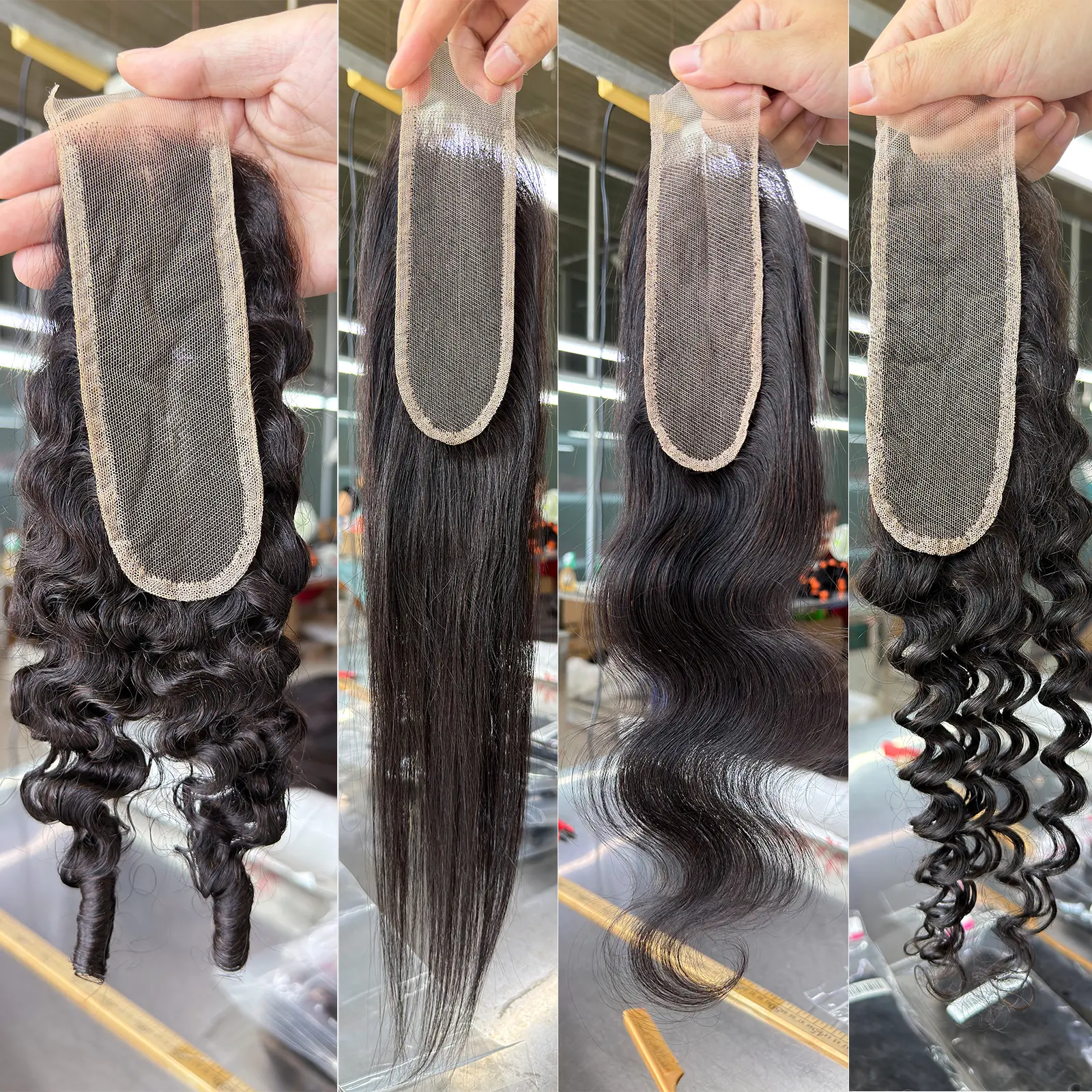 14 inch Body Wave / Burmeser Curly / Deep Wave / Straight / Water wave Lace Closure 2x6 Transparent Lace Remy Human Hair Pre Plucked With Baby Hair Natural Hairline