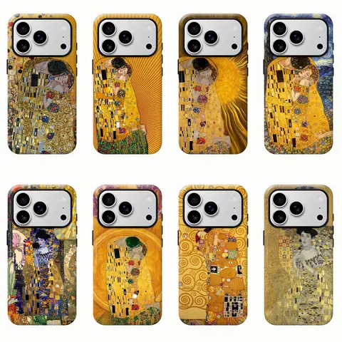 Klimt The Kiss Famous Art Cellphone Case, Stylish Casing Cover for iPhone 11-17 Pro Max/Plus & Samsung Galaxy S23-25 Handheld Devices