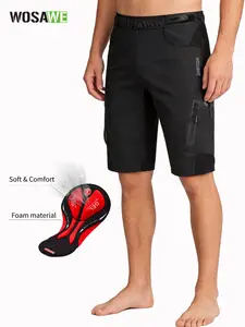 WOSAWE Men's Baggy Cycling Shorts Quick Dry Athletic Biker Shorts Mountain Bike Bottoms MTB Padded Shorts with 7 Pockets