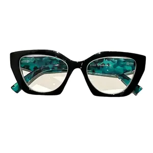 Retro cat-eye reading glasses for both women and men - PC frame and lenses, lightweight and durable computer glasses, retro full-frame cat-eye design,  long-lasting and durable eye protection accessories. Black Green glasses women clearglasses