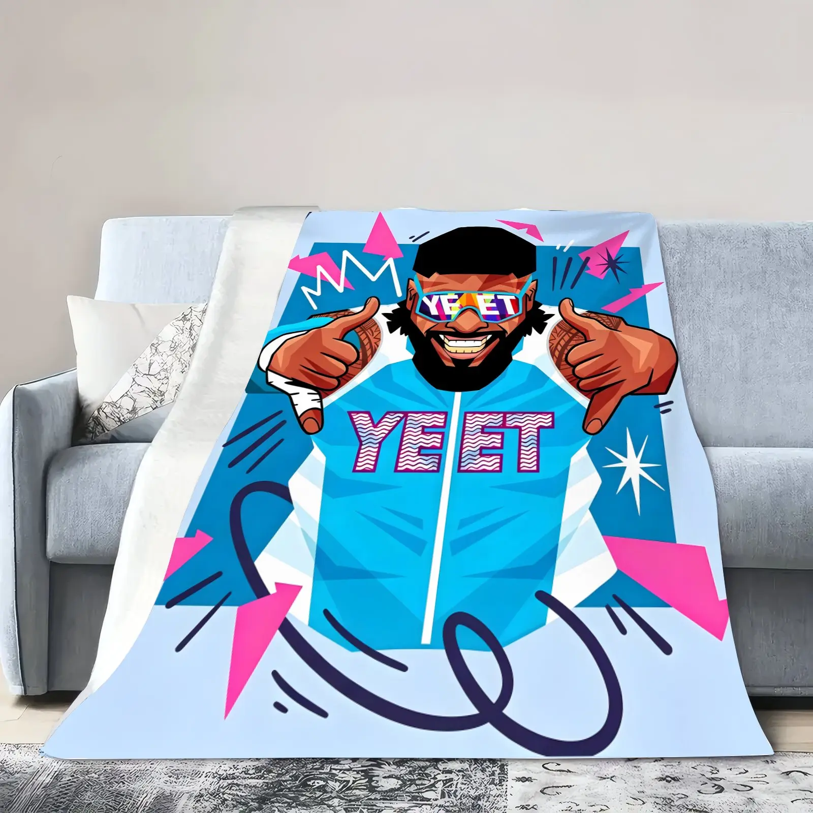 JEY YEET USO Wrestling Blanket, Soft Warm Street Trend Bedding Throw for Bedroom, Bed Cover Gift for Children, Husband, Wife
