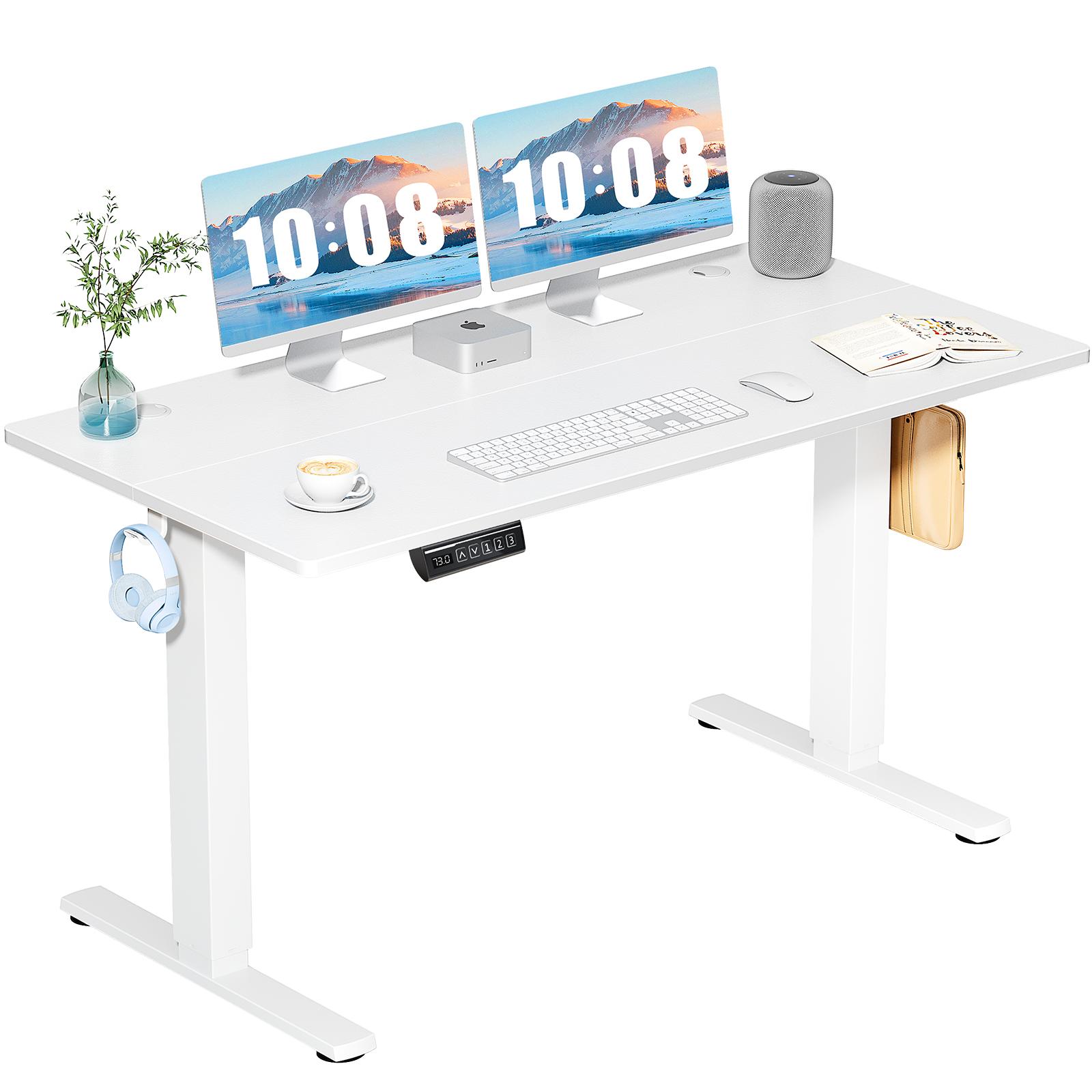 Electric Adjustable Height Standing Desk - 2 Joined Tabletops Ergonomic Sit Stand Workstation for Gaming & Office