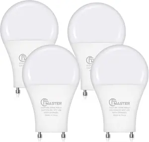 LED Light Bulb, 5000K Daylight, 9W(100W Equivalent), 800 Lumens, A19 Shape GU 24 LED Bulbs, Twist and Lock  Pin Base with Two Prongs, Non-, UL ETL Certificated(4-Pack)