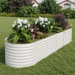 Steel Raised Garden Bed Kit , 1.5-2 FT Deep Rust-Proof Planter Box, Tool-Free Assembly, Open Base, 1500LB Soil Capacity, Modular Expandable, for Vegetables Herbs Flowers