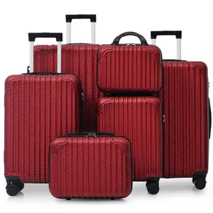 6-Piece Anti-Theft Rigid Hardshell Luggage Set, Durable ABS Spinner Wheel Suitcases with TSA Lock, Side Hooks, Lightweight Carry-On & Checked Trolley Bags, Anti-Theft Luggage Sets, Rigid Luggage Sets