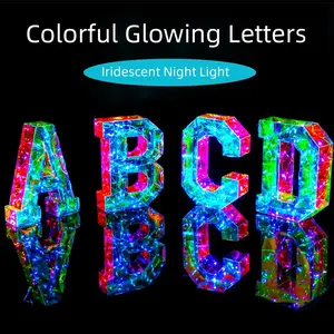 Alphabet multi-color LED night light emitting numerical alphabet light dual power portable indoor decoration light for home weddings, birthdays, Christmas parties decoration