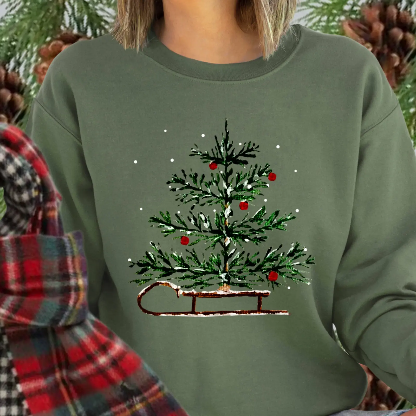 Christmas Sleigh Sweatshirt - Womens Christmas Sweatshirt - Christmas Sweater Winter Crewneck
