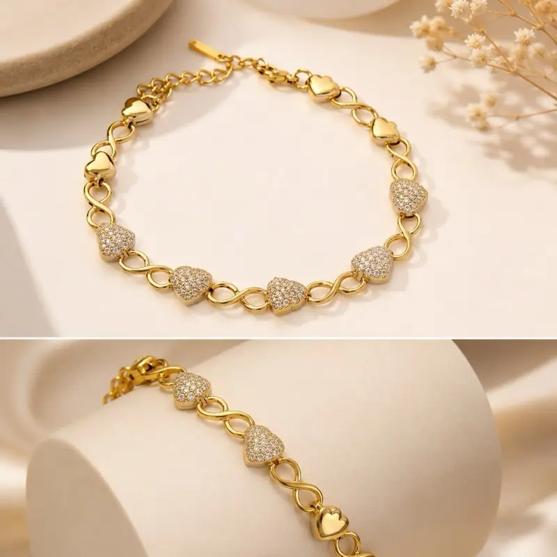 Santiago jewerly #300 Luxury Infinity Heart Bracelet