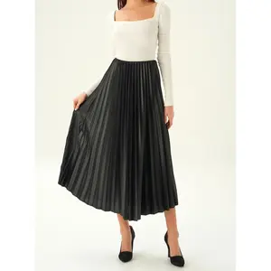 Pleated Skirt Long Solid Color Skirt Modest Skirt