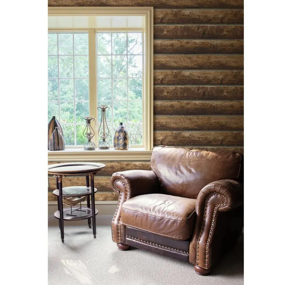 NextWal Log Cabin Peel and Stick Wallpaper Roll