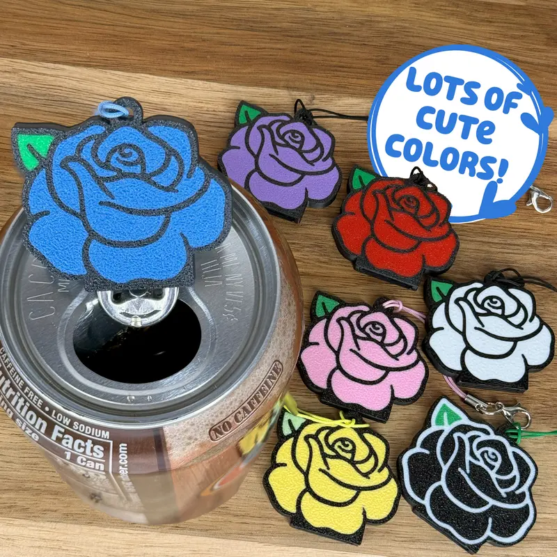 Rosebud Tab Buddies Drink Tab Opener with Keychain strap - Adaptive Assistive Tech for Hand Strugggles - Beautiful Garden Flower Lovers Gift Present Kitchen Utensils