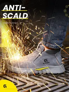 Men's Steel Toe Safety Shoes, Fireproof Anti-Scalding Slip-On Work Boots, Breathable Comfortable Construction Shoes for All Seasons