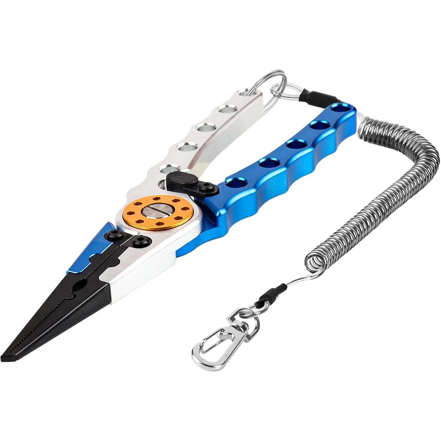 X1 Aluminum  Pliers Saltwater, Surf  Tackle Kit,  Multitool Hook Remover Braided  Line  and Split Ring with Coiled Lanyard and Sheath
