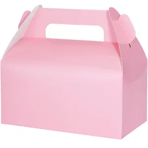 30 Pack Pink Gable Treat Boxes, Party Favor Boxes, Candy Gift Boxes for Snacks, Candy, Toys, Birthday Party, Wedding, Halloween, Christmas – 6.5x3.5x3.5 Inches
