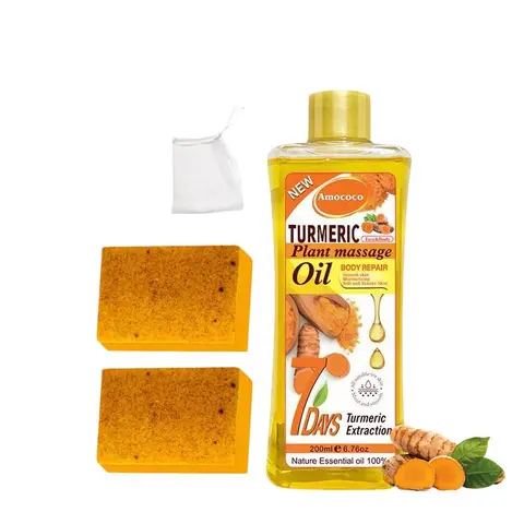 Turmeric Skincare Set - Turmeric Bar Soap Cleanser, Natural Daily Moisturizing Cleanser with Ginger Extract & Nourishing Oil for Gentle Cleansing, Moisture Replenishment & Radiant Skin