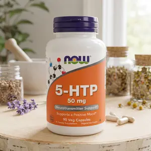 NOW Foods Supplements, 5-HTP (5-hydroxytryptophan) 50 mg, Neurotransmitter Support, Mood and Sleep Support Supplement, 30 Veg Capsules, High Potency Non GMO Made in USA